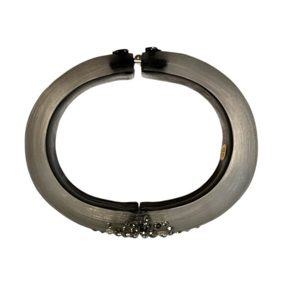 ALEXIS BITTAR Hand Carved Lucite Crystal Encrusted Hinge Bangle - Picture 6 of 6